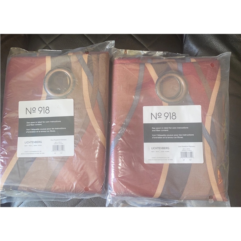 Lichtenberg 918 Intersect Wave Print  Textured Curtain 2Panel 48" x 63” Paprika